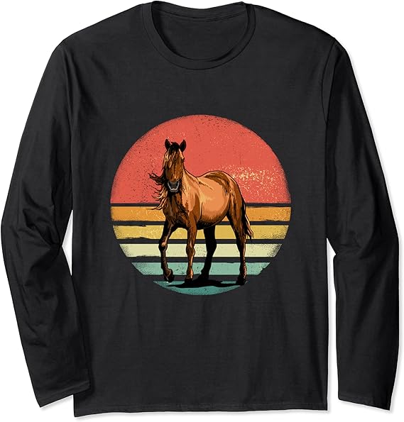 Horse Retro Vintage Style Horse Gift For Animal Horse Lover Long Sleeve